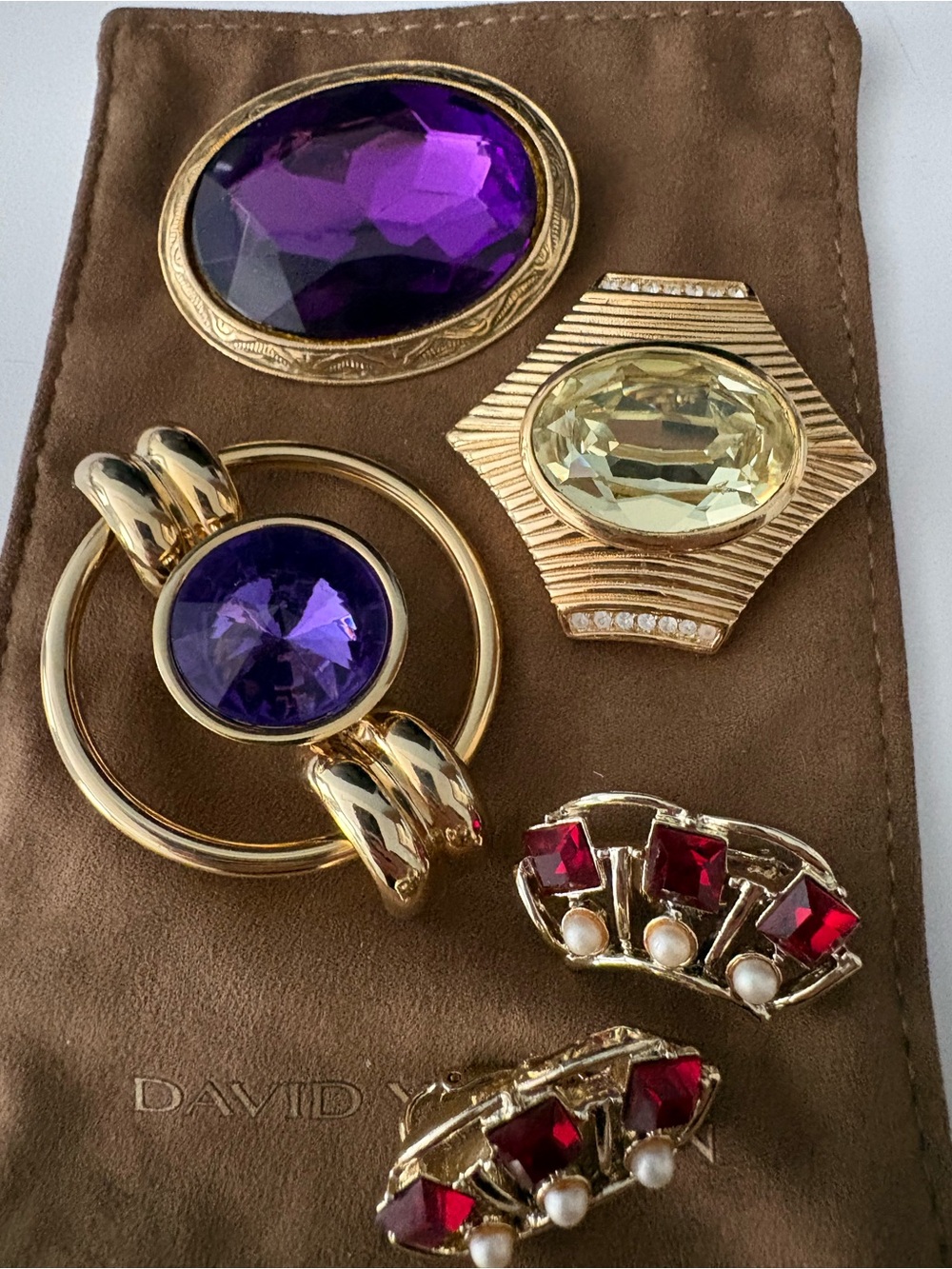 80s Gemstone Brooch Earring Pendant Bundle
